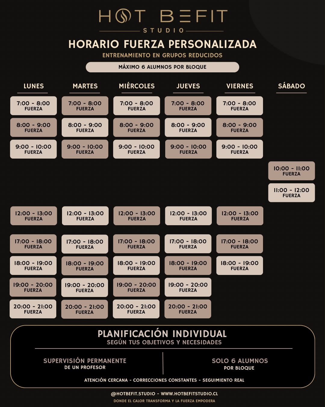 Horario Fuerza Personalizada HOT BEFIT